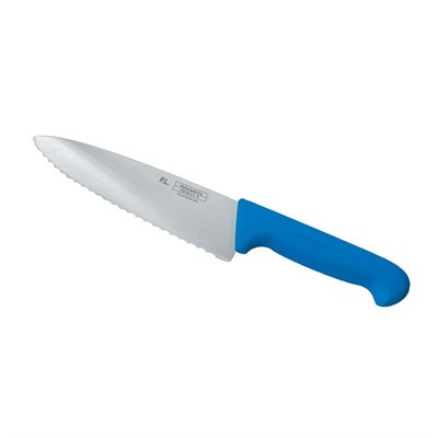 Нож PRO-Line поварской, синяя пластиковая ручка, волнистое лезвие, 25 см, P.L. Proff Cuisine 99002255 - фото 38908142