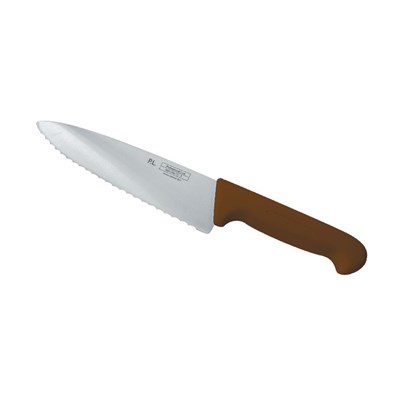 Нож PRO-Line поварской 20 см, коричневая пластиковая ручка, волнистое лезвие, P.L. Proff Cuisine 99002250 - фото 39949717