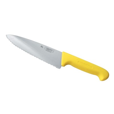 Нож PRO-Line поварской 20 см, желтая пластиковая ручка, волнистое лезвие, P.L. Proff Cuisine 99002243 - фото 40251257