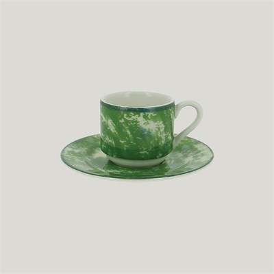 Блюдце RAK Porcelain Peppery круглое 13 см, зеленый цвет (для чашки 90 мл) 81220217 - фото 40869011