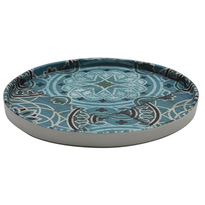 Блюдо,поднос меламиновый d=27см, h=2 см, Damask Blue,  P.L. 81290119 - фото 40955313
