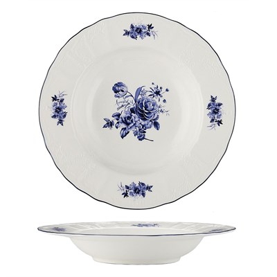 Тарелка глубокая для супа 23 см, 350 мл, коллекция "Blue Flower"  P.L. Proff Cuisine 81222024 - фото 40958419