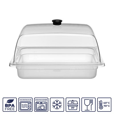 Крышка GN1/2 32,5*26,5 см. h=12,5 см. поликарбонат, прозрачная (поднос,гастр76839,76855,76847,76855,76752,76753,76754,76755,76756,76757,76758,76759) GP /1/12/ 76828 - фото 41684937