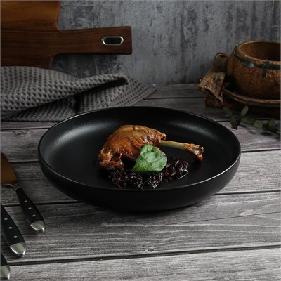Тарелка с бортом d=25.5 cм,фарфор "NOBLE" серия "Fine Plus-Black Sand" 81222210 - фото 41740774