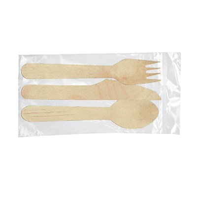 Набор столовых приборов 15 см в индивидуальной упаковке: нож, вилка, ложка; дерево 81210071 - фото 41823827