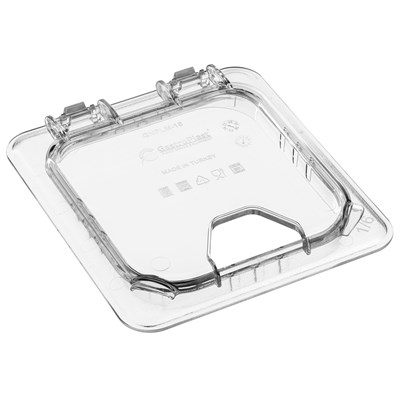 Крышка для гастроем. 1/6 поликарб.прозрач. (-40/+99С) откидная с отверстием для ложки (гастроемкость..) GP /1/12/ 79520