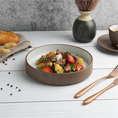 Блюдо/салатник, 600мл, d= 20cм, h= 4cм,серия "White Matt Taiga"  P.L. 81229038