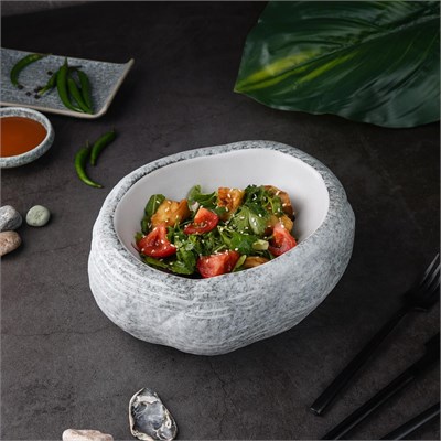 Блюдо/салатник 600мл.22,5*18,5cм, h=9,5cм,серия "White Matt Taiga"  P.L. 81229044