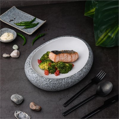 Блюдо/салатник, 300мл,26*20cм, h=6cм, серия "White Matt Taiga"  P.L. 81229046