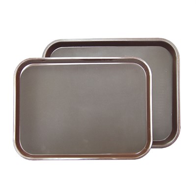 Поднос пластиковый прорезиненный коричневый 41*31 см, P.L. - BarWare 90001064