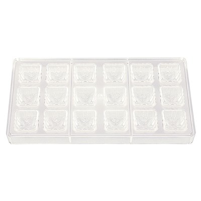 Пластиковая форма "Квадрат с узором" 18 ячеек 30*30*19 мм, P.L. Proff Cuisine 81270034