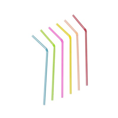 Трубочки для коктейля со сгибом неон, 21 см, d 5 мм, 1000 шт 81006402