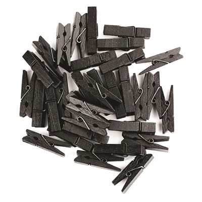 Прищепки-мини деревянные 2,5 см, черные  50 шт/уп 81400339