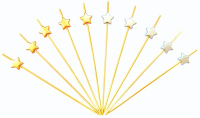 Шпажки Пика "Звезда"золото,серебро 12см, 100 шт, бамбук 81212524