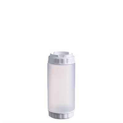 Емкость для соуса  500 мл. d=70 мм. h=200 мм. с 2 крышками, с силик. носик. прозрачная, крышки белые GP /1/96/ 79703