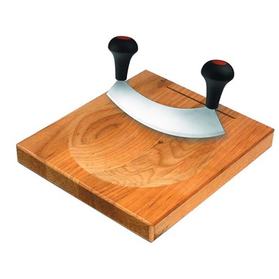 Нож для резки зелени с бамбуковой доской 15 см, два лезвия, две ручки, P.L. Proff Cuisine 92000046