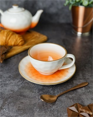 Чайная пара 240 мл,фарфор,оранжевый цвет "The Sun" P.L. 81229833