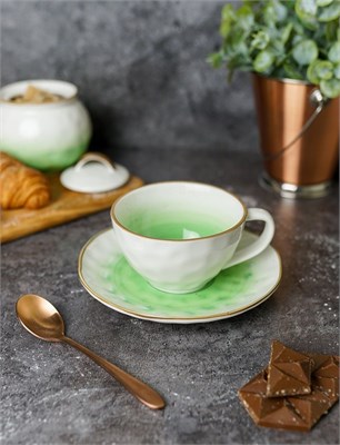 Чайная пара 240 мл,фарфор,зеленый цвет "The Sun" P.L. 81229834