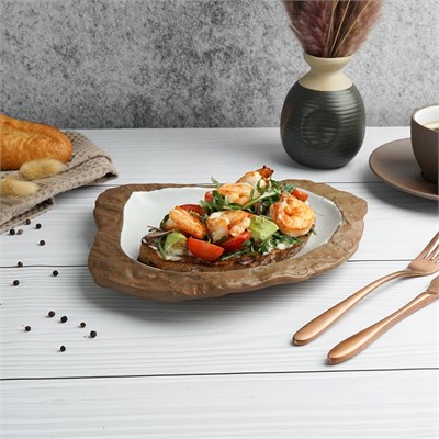 Блюдо/салатник, 200 мл, 29*25 cм, h=3cм, серия "White Matt Taiga"  P.L. 81229036