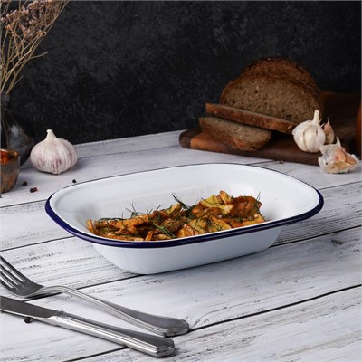 Блюдо эмалированное 24*17.5*5 см, "Blue Rim"  P.L. 81241396