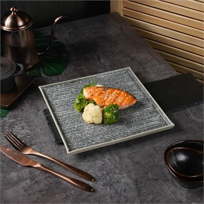 Тарелка квадратная  с покрытием 24,5*24,5 см, Glossy Stone Untouched Taiga, P.L. Proff Cuisine 81221905