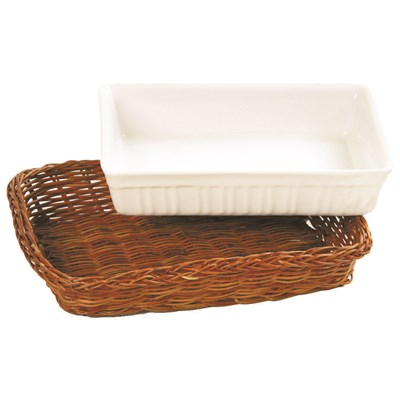 Блюдо фарфоровое для запекания/подачи с плетеной подставкой 17,5*11,5*3,5 см, "Ля Шеф" P.L. Proff Cu 99002701