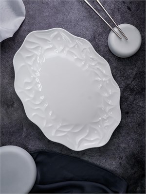 Блюдо овальное 36x26 см h 3 см, костяной фарфор, Origami CDF OR14