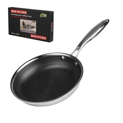 Сковорода,трех-слойная сталь,серия "New Kitchen", 22*4,5 см, P.L. 81280250