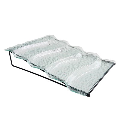 Блюдо для выкладки стеклянное с металлическим основанием 39*30*9 см  P.L. 81221732