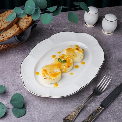 Блюдо овальное 30 см, фарфор,"Aristocrat-Gold". Noble 81229572