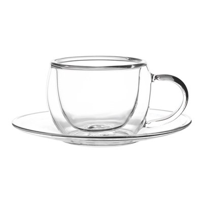 Набор чашка с блюдцем 2шт*80 мл, термостойкое стекло, двойные стенки, P.L. 81223955