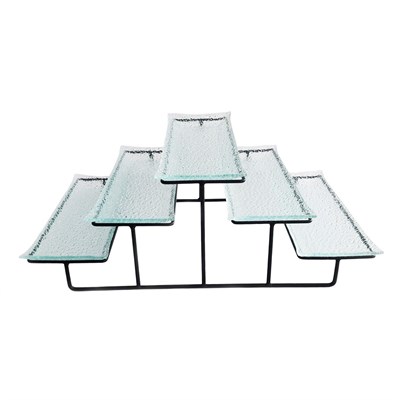 Сет из пяти стеклянных блюд для выкладки на металлическом основании 41,5*24,5*15 см  P.L. 81221738