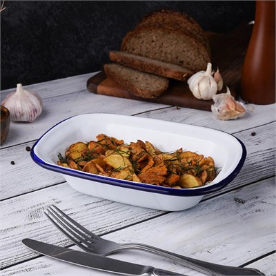 Блюдо эмалированное 22*17*4.7 см, "Blue Rim"  P.L. 81241395