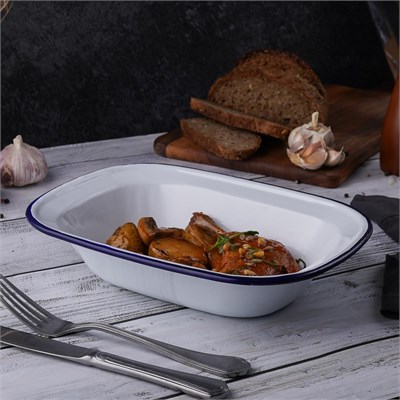 Блюдо эмалированное 26*19*5.5 см, "Blue Rim"  P.L. 81241397