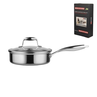 Сотейник с крышкой,трех-слойная сталь, 3.4 л, 24/21,5*8 см,серия "New Kitchen",  P.L. 81280247