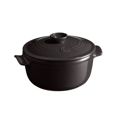 Кастрюля 2,5 л. керам. d=22,0 см. h=15,5 см. с крышкой черная Emile Henry /1/ 73801