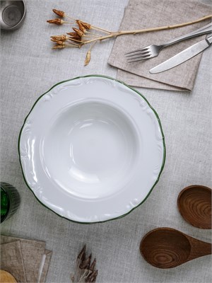 Тарелка для пасты 27 см, кант зелёный 171927 maria green