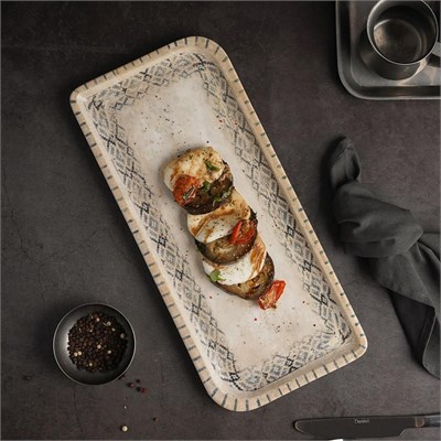 Блюдо прямоугольное 36.5*16.5 cм, h2см, фарфор,серия "Rug", By Bone 81222873