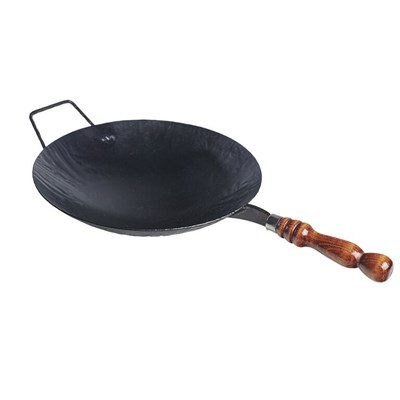 Сковорода Wok d=31,5 см. h=7 см. 5 л. углерод. сталь с дерев ручкой (крышка 81044) /1/ 81043
