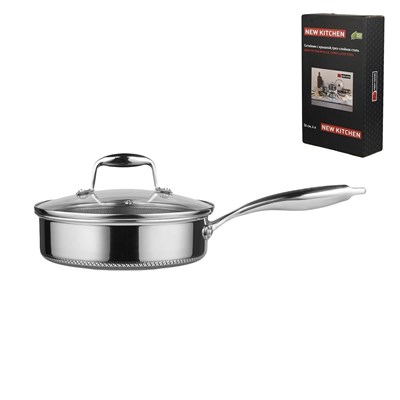 Сотейник с крышкой,трех-слойная сталь, 4 л, 26/23*8 см, серия "New Kitchen",  P.L. 81280248