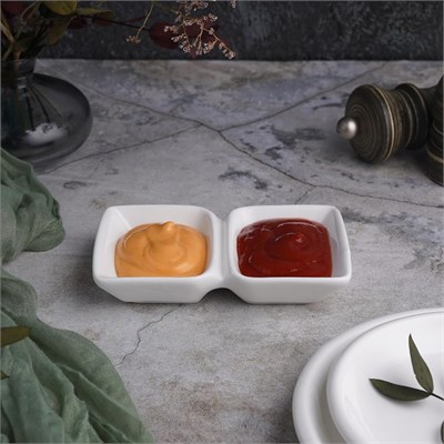Соусник двойной 12*7.3*2.3, 50*50 мл фарфор, P.L. Proff Cuisine 81229561