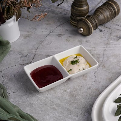 Соусник двойной 14*7*3 cм, 70*70 мл, фарфор, P.L. Proff Cuisine 81229563