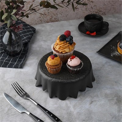 Блюдо для подачи d=16 см, h=6.5 см, серия "Black Raw Wood"  P.L. - ProffCuisine 81229863