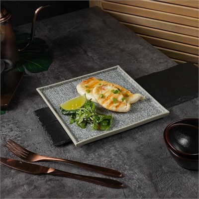 Тарелка квадратная с покрытием 20*20 см, Glossy Stone Untouched Taiga,  P.L. Proff Cuisine 81221906