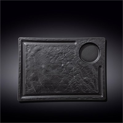 Блюдо для подачи 325*230 мм. с выемкой для соусника d=80 мм. Слэйт Wilmax /2/12/ 71413