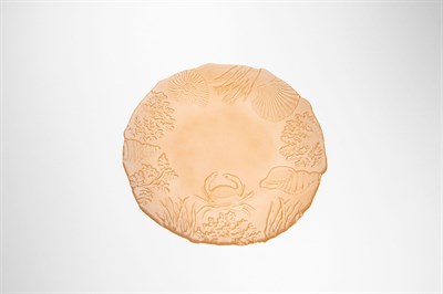 Тарелка d 21 см h 2 см, стекло, цвет пастельно-лососевый, Crab - фото 52952