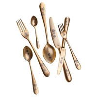 Набор столовых приборов 6 персон, 24 предмета, Epsilon matt gold 24k flower, Narin 203217