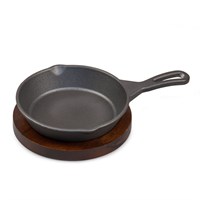 Сковородка алюминиевая черная (16*3,5 см) для подачи на деревянной подставке, P.L. Proff Cuisine 81241075