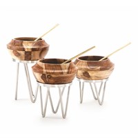 Стойка металлическая для выкладки + салатник из бука,22*22*24 см,  P.L.--Hotelware 81240964