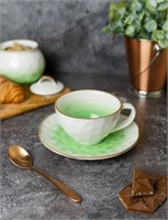 Чайная пара 240 мл,фарфор,зеленый цвет 